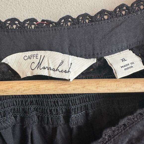 Caffe Marrakesh Embroidered Cotton Long Sleeve Top Black XL - Picture 2 of 11